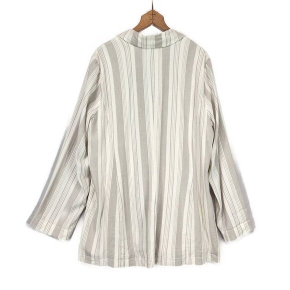 Torrid Linen Blend Two Button Long Line Blazer 1X Tan Ivory Stripe Coastal Chic - Picture 2 of 7